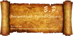 Bergenthal Petróniusz névjegykártya